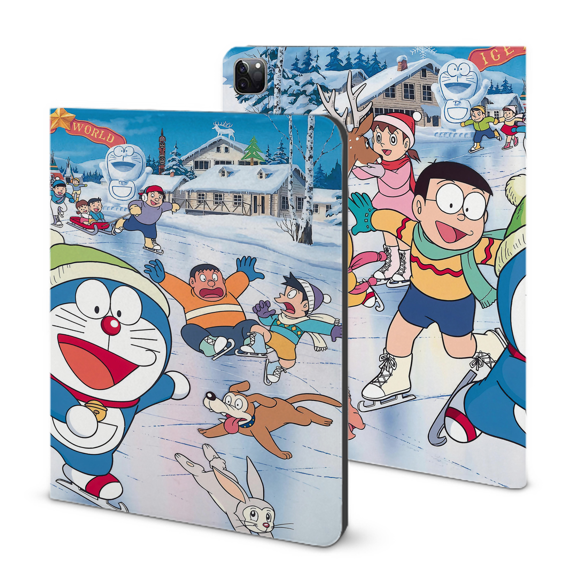 （画像用） ドラえもん Doraemon IPad ケース ブック型 PUレザー TPU 耐衝撃 軽量 薄型 ペン収納なし 全面保護 IPad 各モデル対応